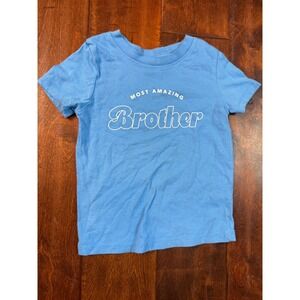 Cat & Jack Boys Blue Most Amazing Brother Graphic T-Shirt Short Sleeve XS 4/5